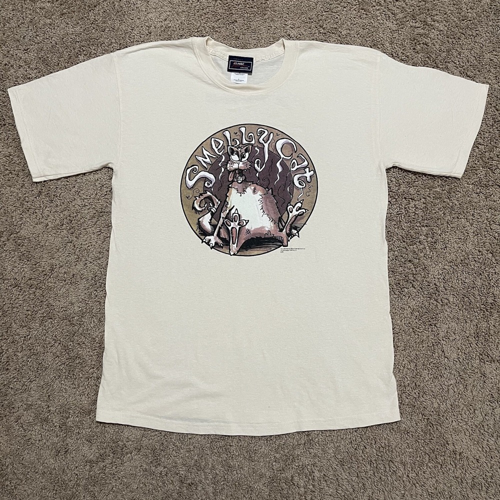 VTG Friends TV Show Smelly Cat Cafe Shirt Large Moca White 2006 Warner Bros NBC
